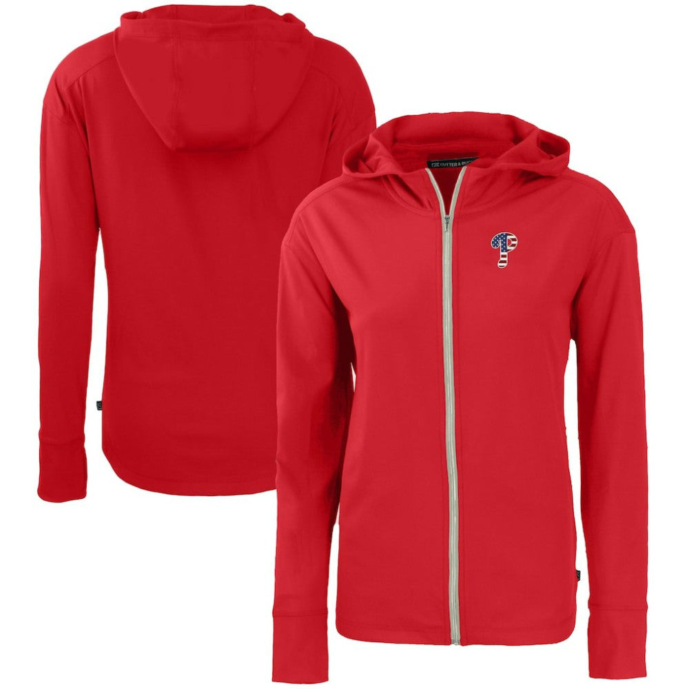 Red Philadelphia Phillies Cutter & Buck Women's Daybreak Eco Recycled Full-Zip Hoodie