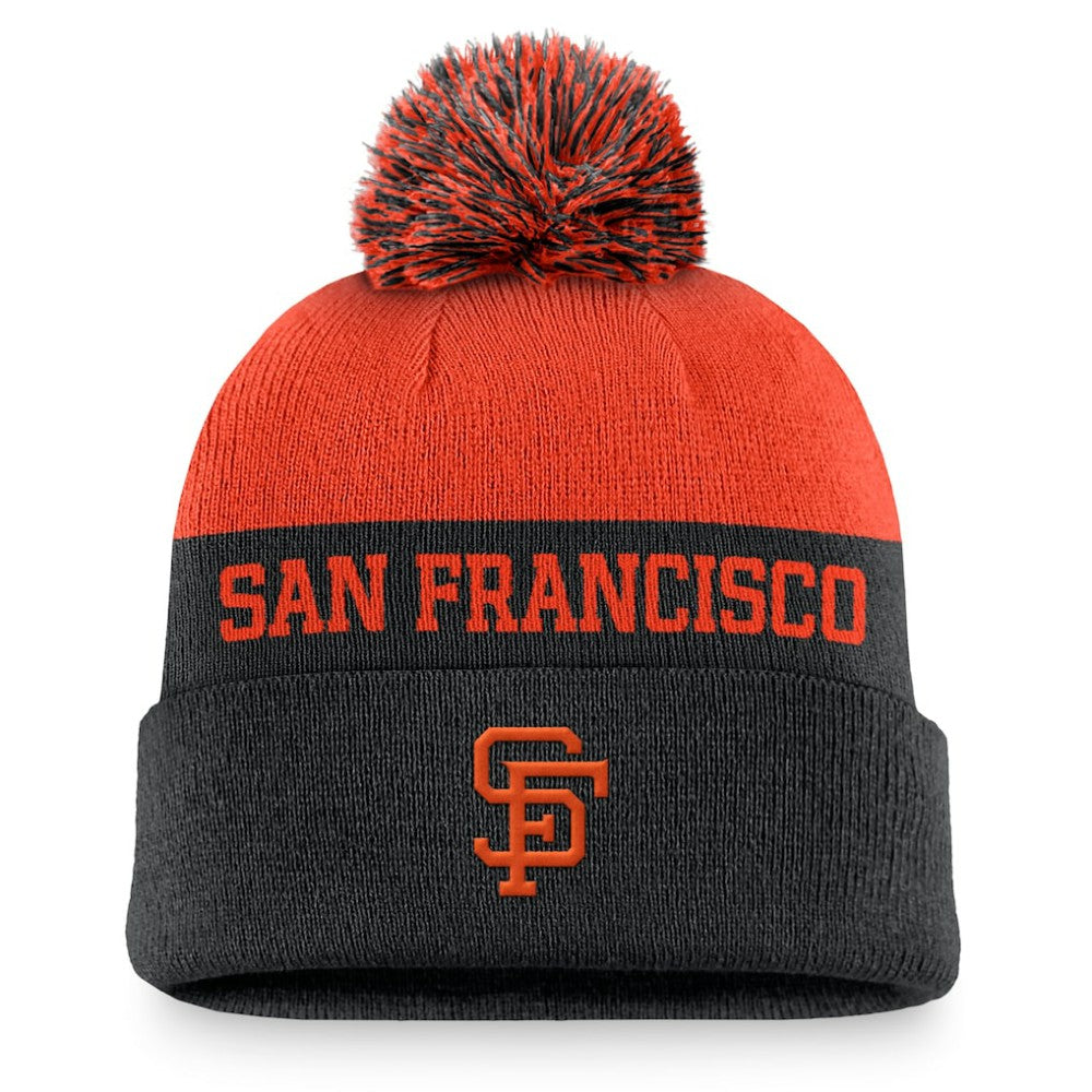 Black San Francisco Giants Nike Rewind Peak Cuffed Knit Hat with Pom