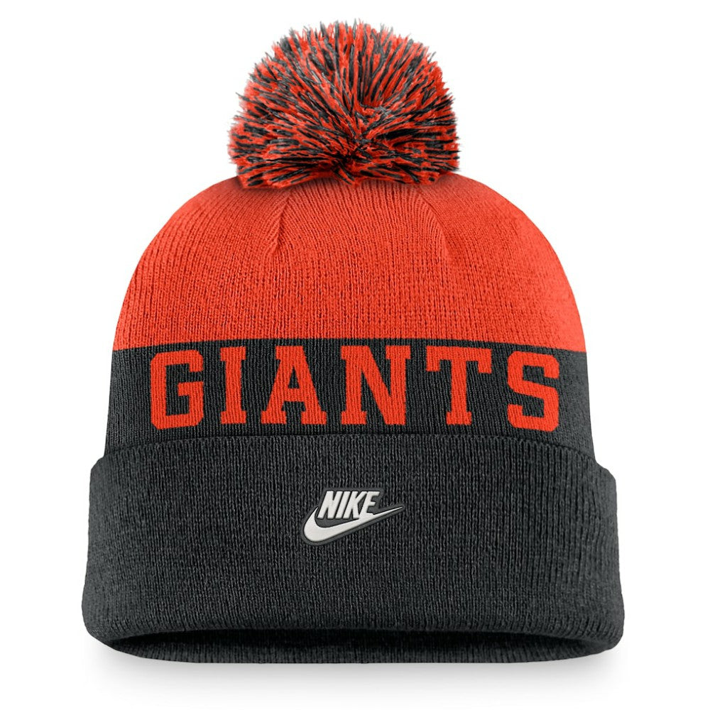 Black San Francisco Giants Nike Rewind Peak Cuffed Knit Hat with Pom