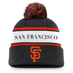 Black San Francisco Giants Nike Team Stripe Peak Cuffed Knit Hat with Pom