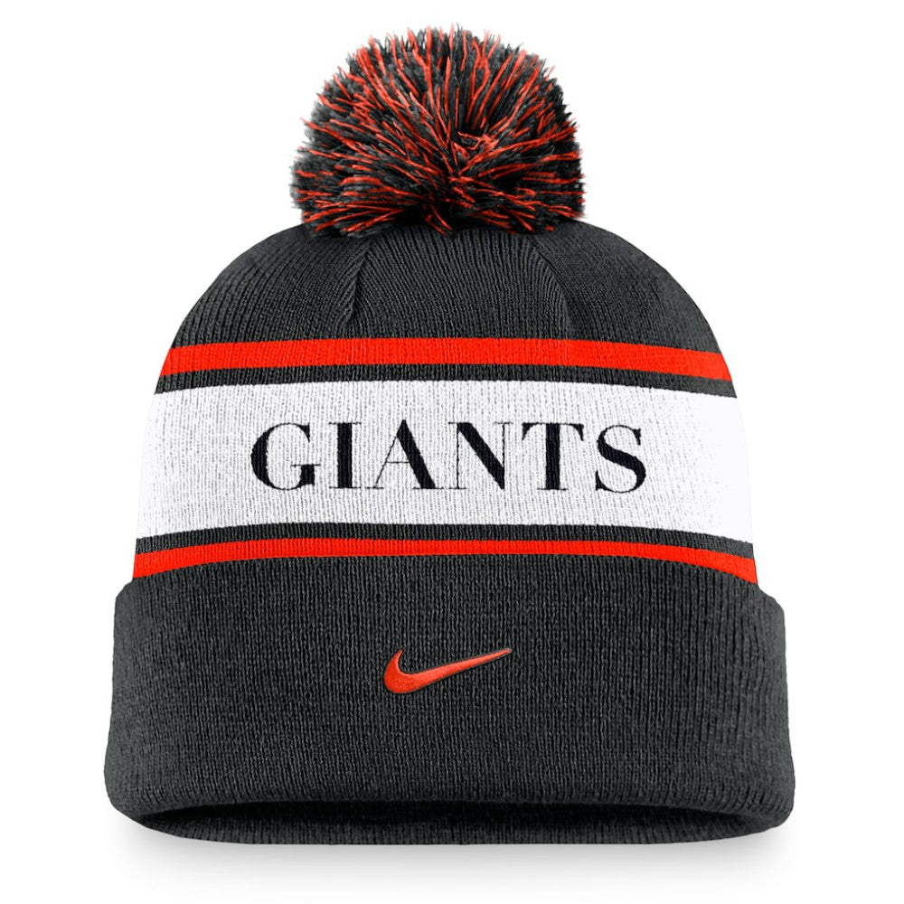 Black San Francisco Giants Nike Team Stripe Peak Cuffed Knit Hat with Pom
