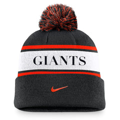 Black San Francisco Giants Nike Team Stripe Peak Cuffed Knit Hat with Pom