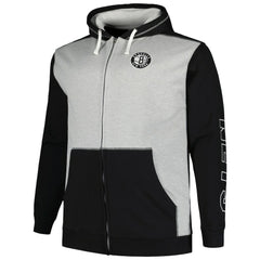 Fanatics Brooklyn Nets Big & Tall Contrast Pieced Stitched Full-Zip Hoodie