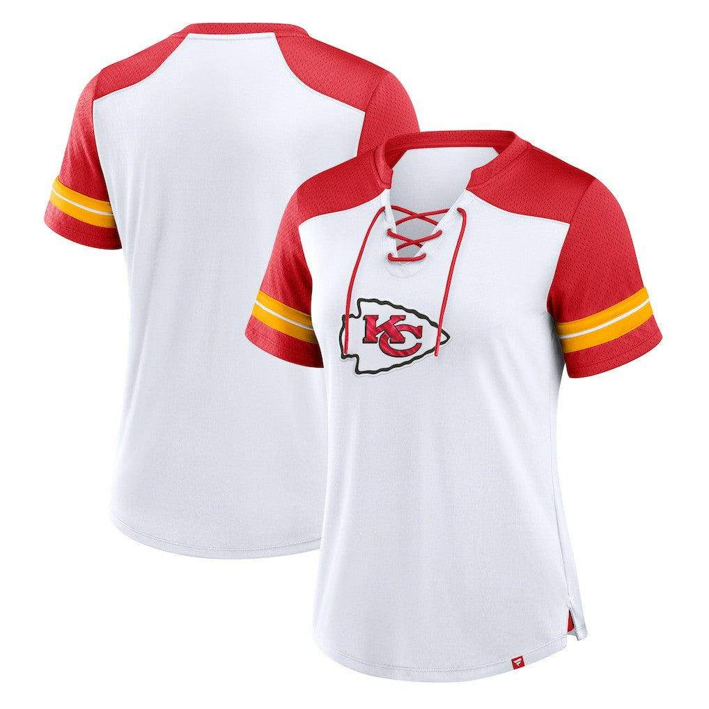 Women's Foiled Primary Lace-Up T-Shirt - Kansas City Chiefs T-shirts