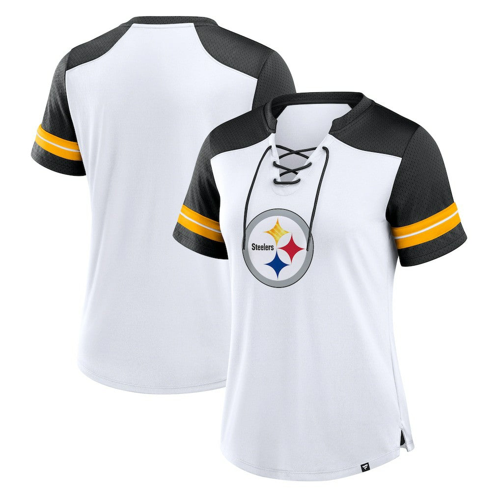 Women's Foiled Primary Lace-Up T-Shirt - Pittsburgh Steelers T-shirts