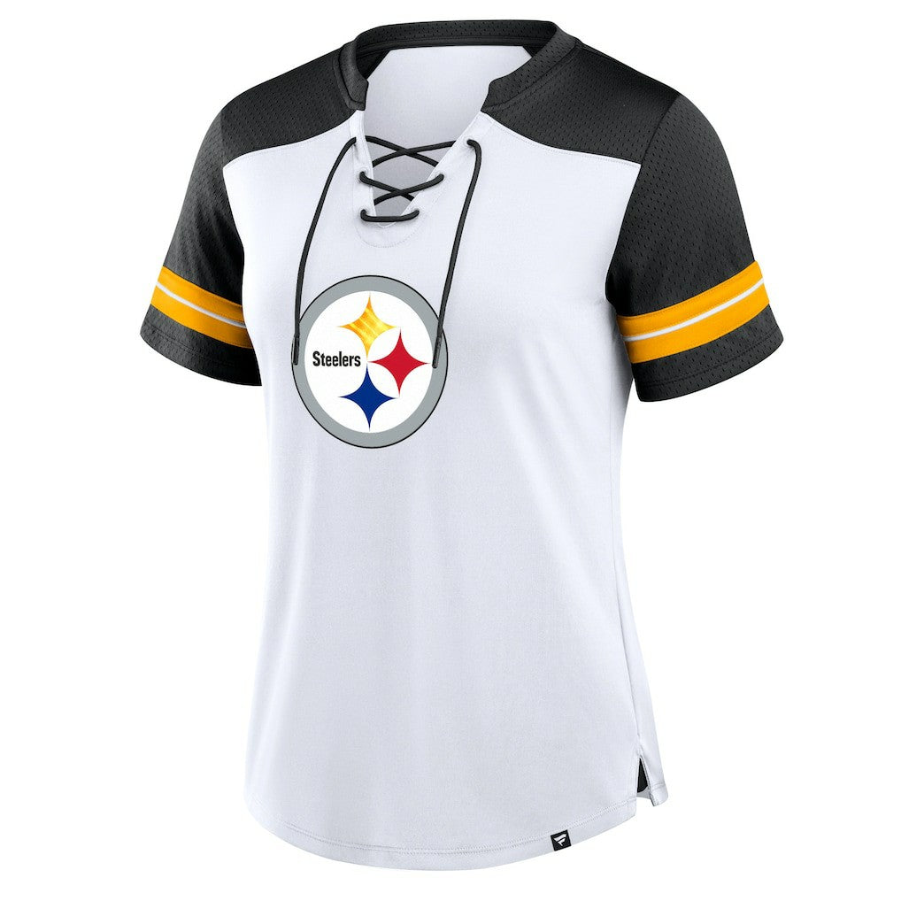 Women's Foiled Primary Lace-Up T-Shirt - Pittsburgh Steelers T-shirts