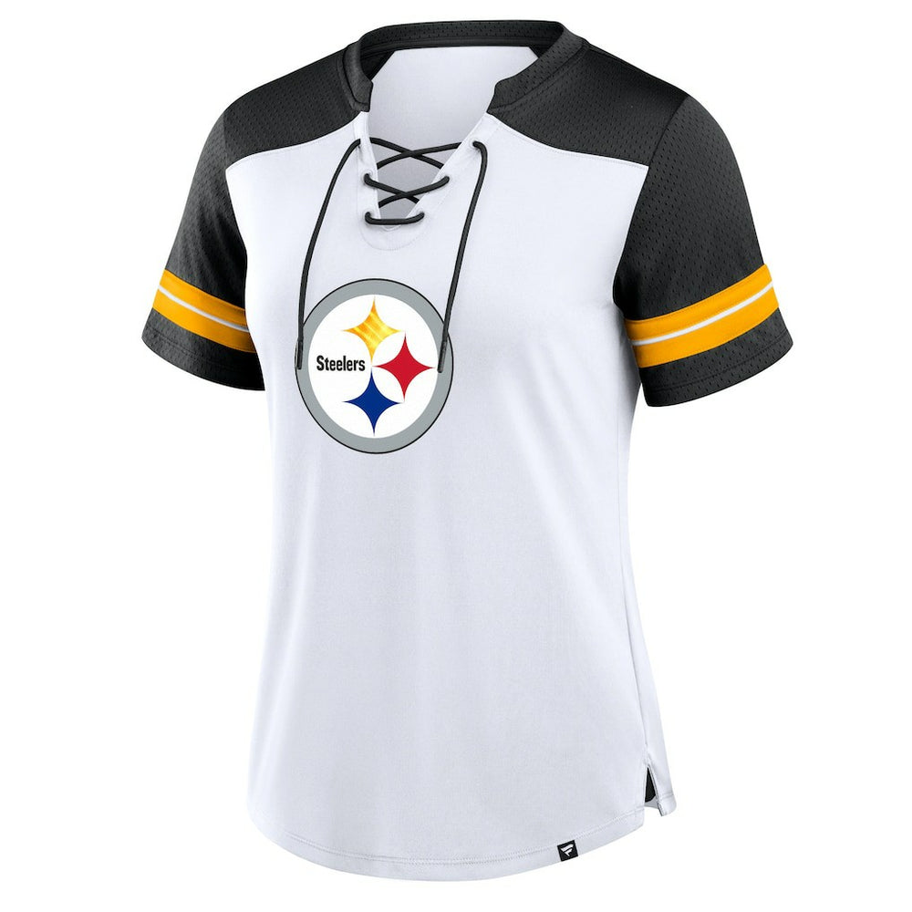 Women's Foiled Primary Lace-Up T-Shirt - Pittsburgh Steelers T-shirts