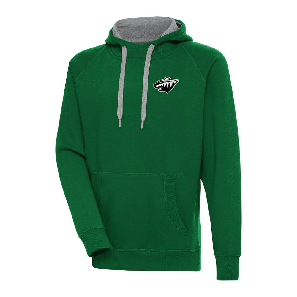 NHL Minnesota Wild Antigua Metallic Logo Victory Pullover Hoodie