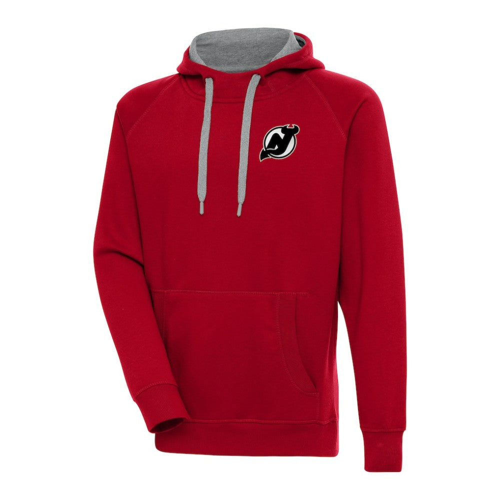 NHL New Jersey Devils Antigua Metallic Logo Victory Pullover Hoodie