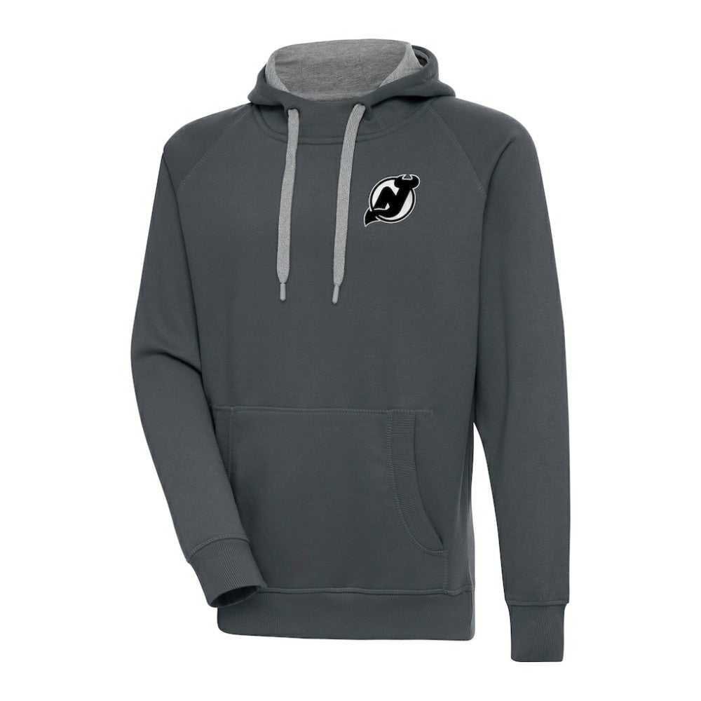 NHL New Jersey Devils Antigua Metallic Logo Victory Pullover Hoodie