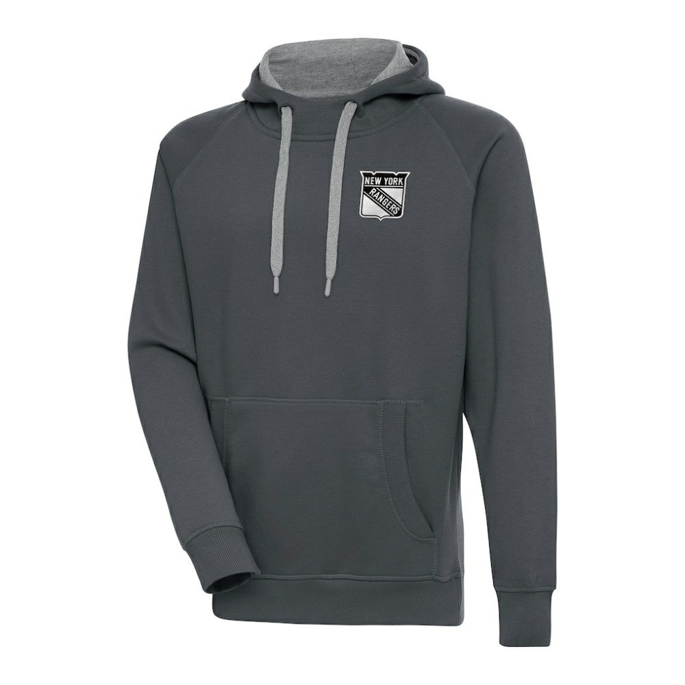 NHL New York Rangers Antigua Metallic Logo Victory Pullover Hoodie