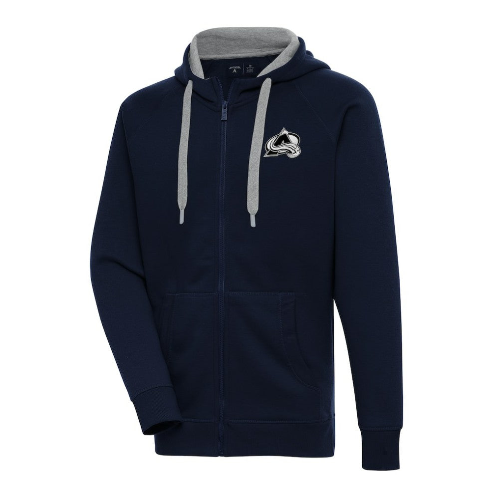 NHL Colorado Avalanche Antigua Metallic Logo Victory Full-Zip Hoodie