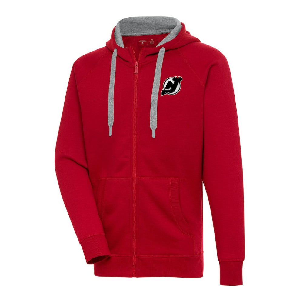 NHL New Jersey Devils Antigua Metallic Logo Victory Full-Zip Hoodie