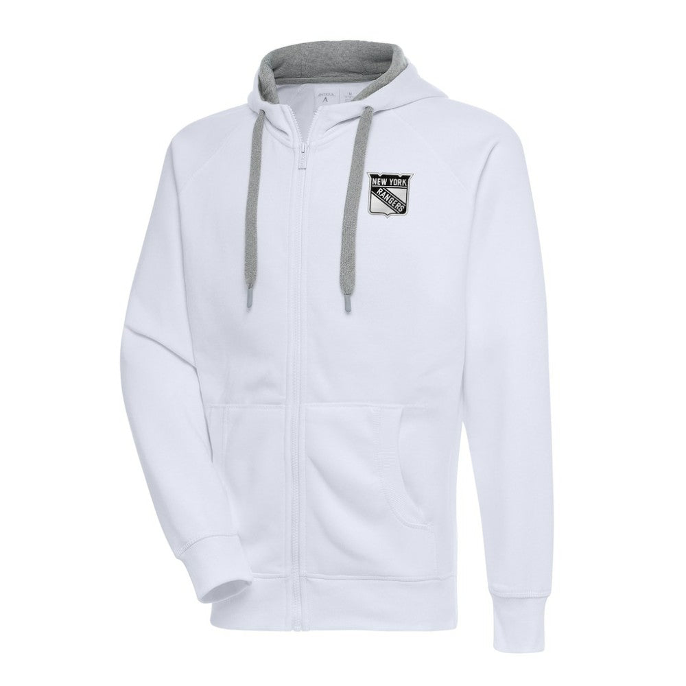 NHL New York Rangers Antigua Metallic Logo Victory Full-Zip Hoodie