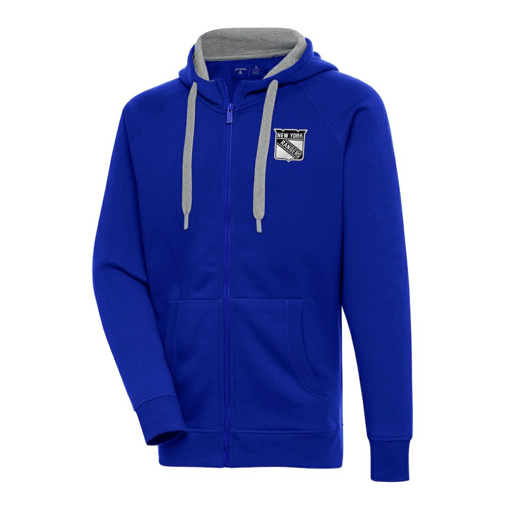NHL New York Rangers Antigua Metallic Logo Victory Full-Zip Hoodie