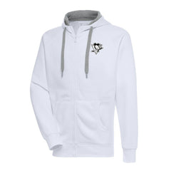 NHL Pittsburgh Penguins Antigua Metallic Logo Victory Full-Zip Hoodie
