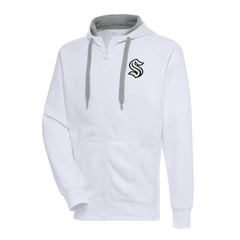 NHL Seattle Kraken Antigua Metallic Logo Victory Full-Zip Hoodie