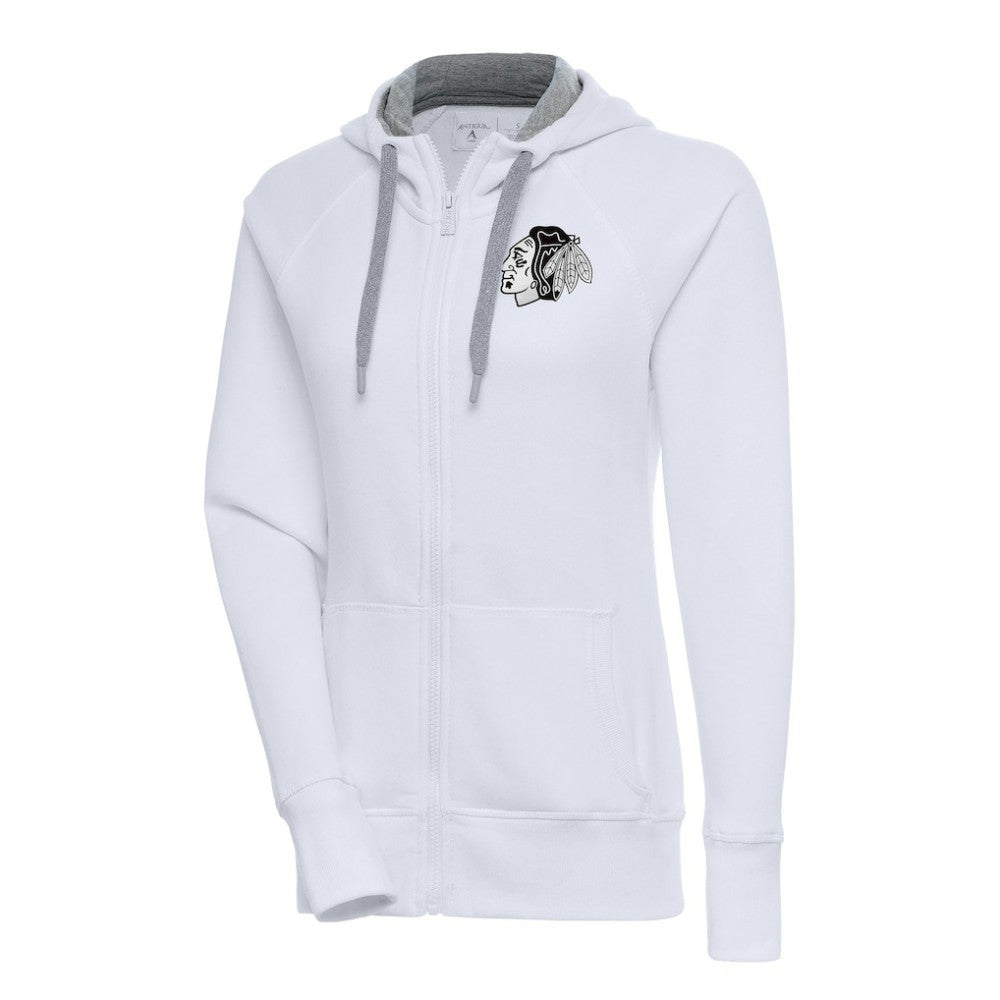 NHL Chicago Blackhawks Antigua Women's Metallic Logo Victory Full-Zip Hoodie