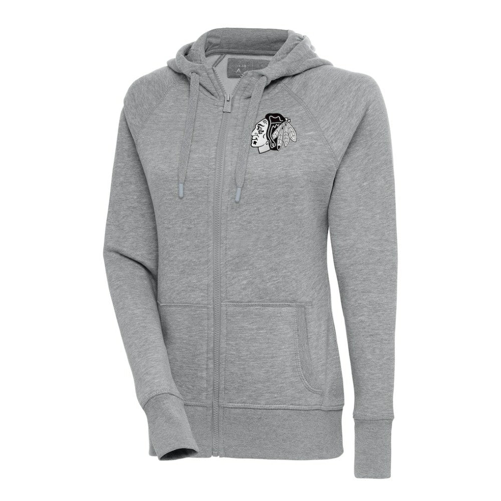 NHL Chicago Blackhawks Antigua Women's Metallic Logo Victory Full-Zip Hoodie