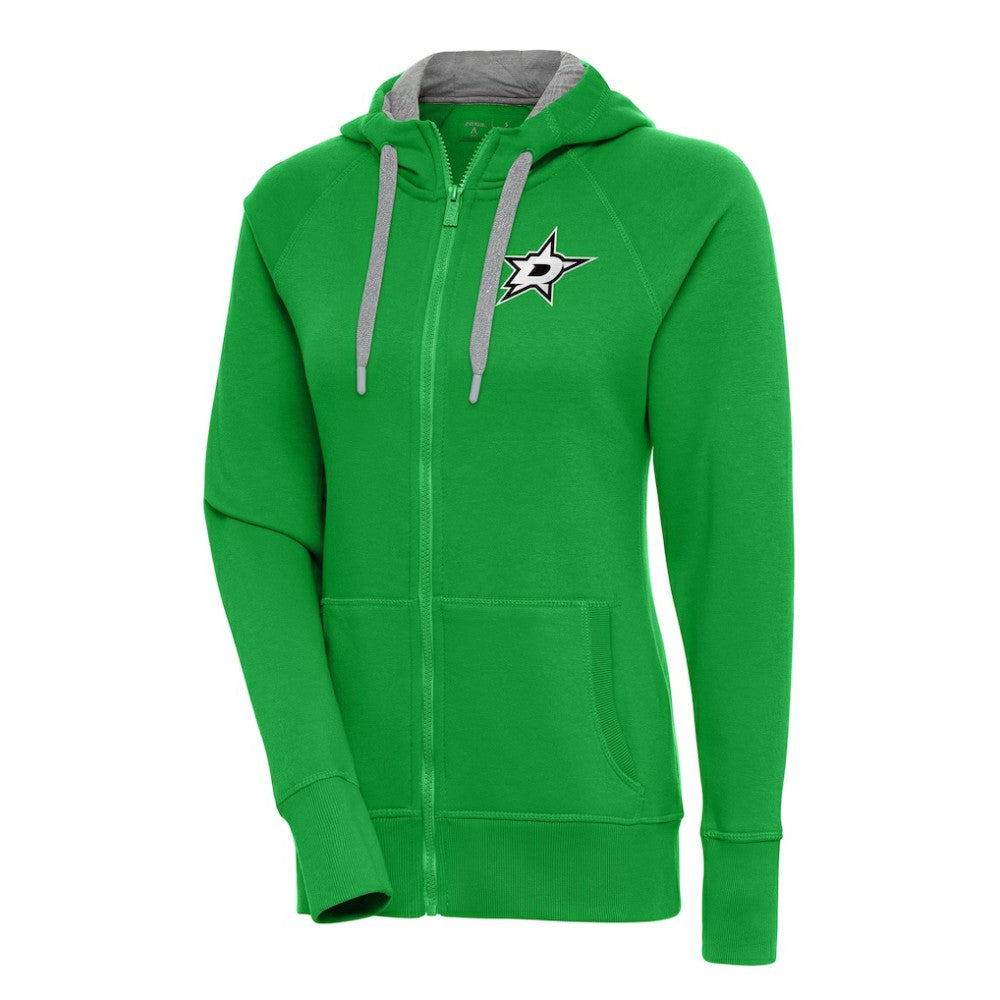NHL Dallas Stars Antigua Women's Metallic Logo Victory Full-Zip Hoodie
