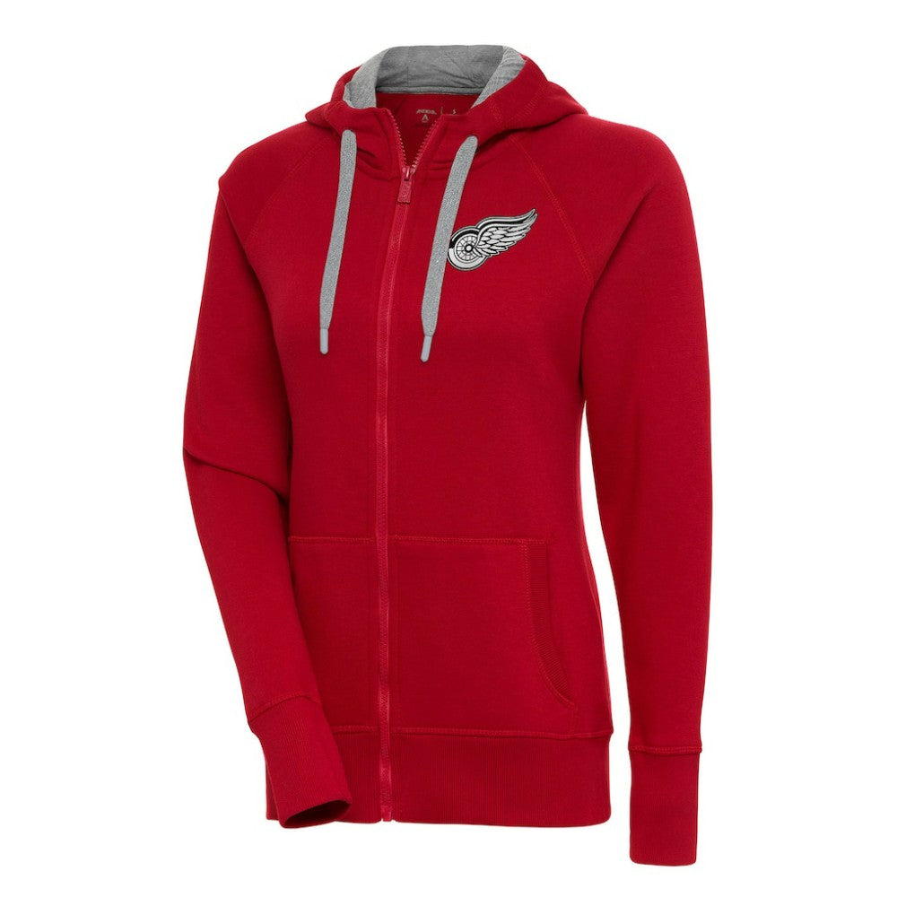 NHL Detroit Red Wings Antigua Women's Metallic Logo Victory Full-Zip Hoodie