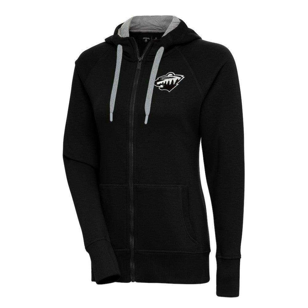 NHL Minnesota Wild Antigua Women's Metallic Logo Victory Full-Zip Hoodie