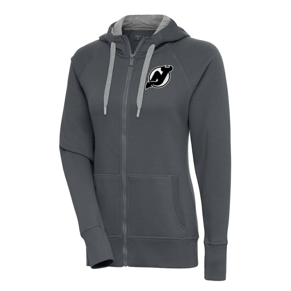 NHL New Jersey Devils Antigua Women's Metallic Logo Victory Full-Zip Hoodie