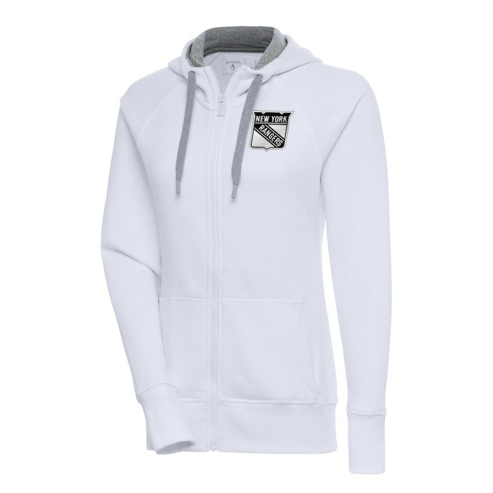 NHL New York Rangers Antigua Women's Metallic Logo Victory Full-Zip Hoodie