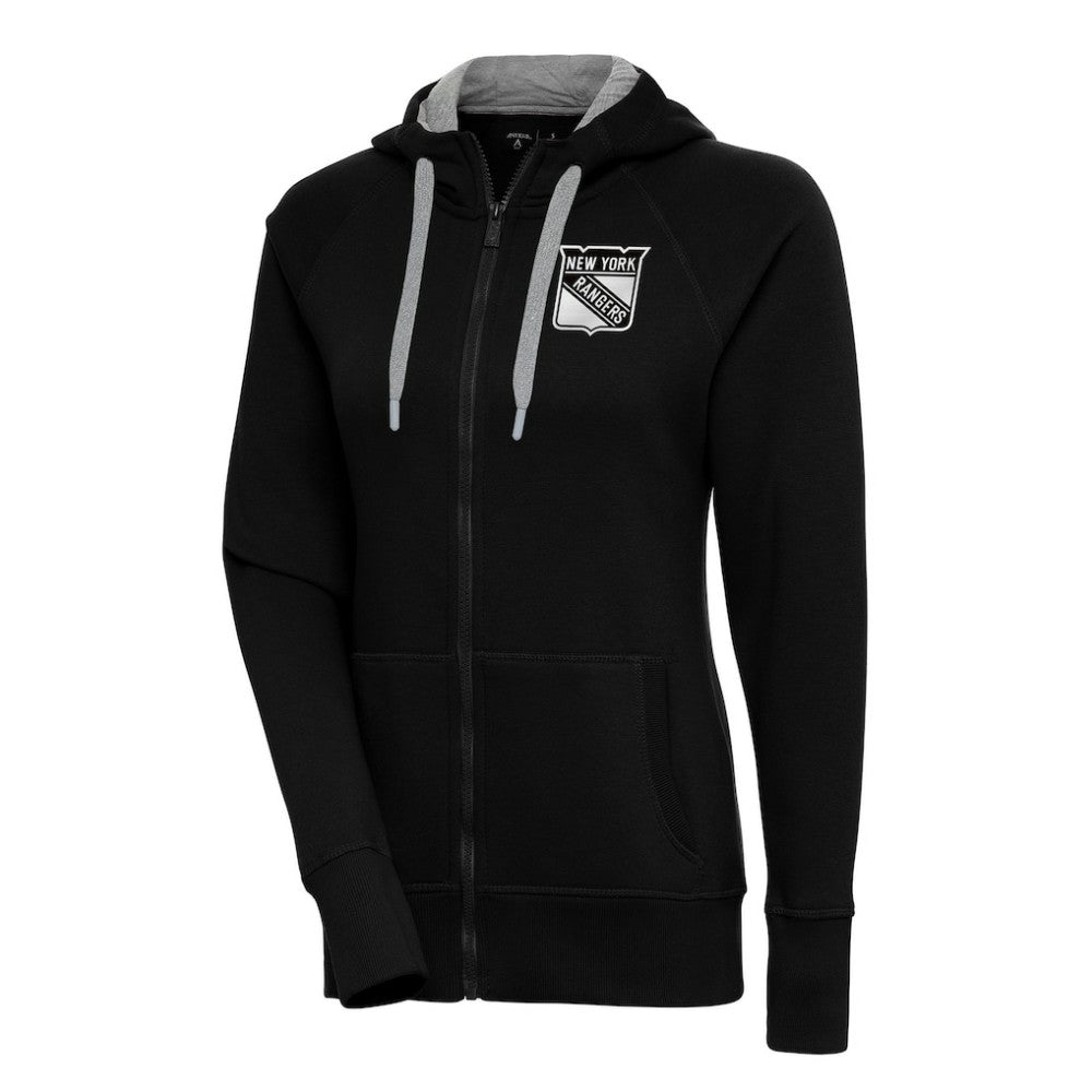 NHL New York Rangers Antigua Women's Metallic Logo Victory Full-Zip Hoodie