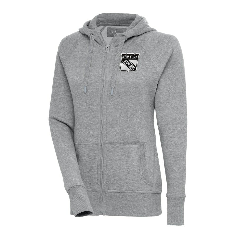 NHL New York Rangers Antigua Women's Metallic Logo Victory Full-Zip Hoodie