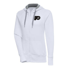 NHL Philadelphia Flyers Antigua Women's Metallic Logo Victory Full-Zip Hoodie