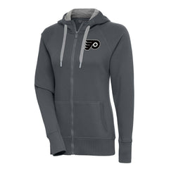 NHL Philadelphia Flyers Antigua Women's Metallic Logo Victory Full-Zip Hoodie