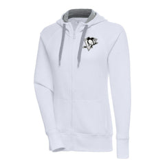 NHL Pittsburgh Penguins Antigua Women's Metallic Logo Victory Full-Zip Hoodie