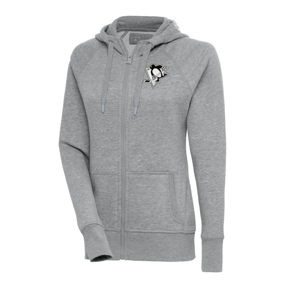 NHL Pittsburgh Penguins Antigua Women's Metallic Logo Victory Full-Zip Hoodie