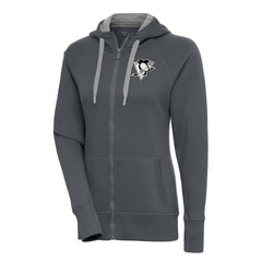 NHL Pittsburgh Penguins Antigua Women's Metallic Logo Victory Full-Zip Hoodie