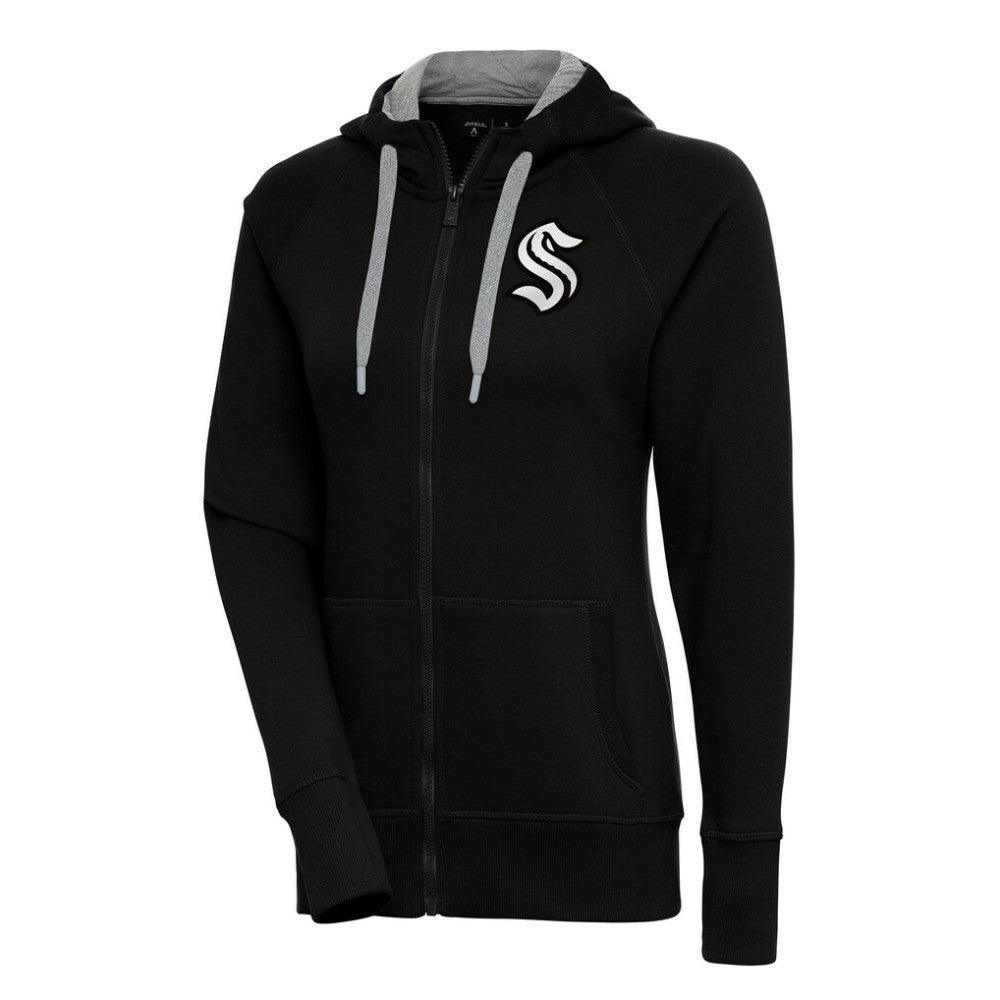 NHL Seattle Kraken Antigua Women's Metallic Logo Victory Full-Zip Hoodie
