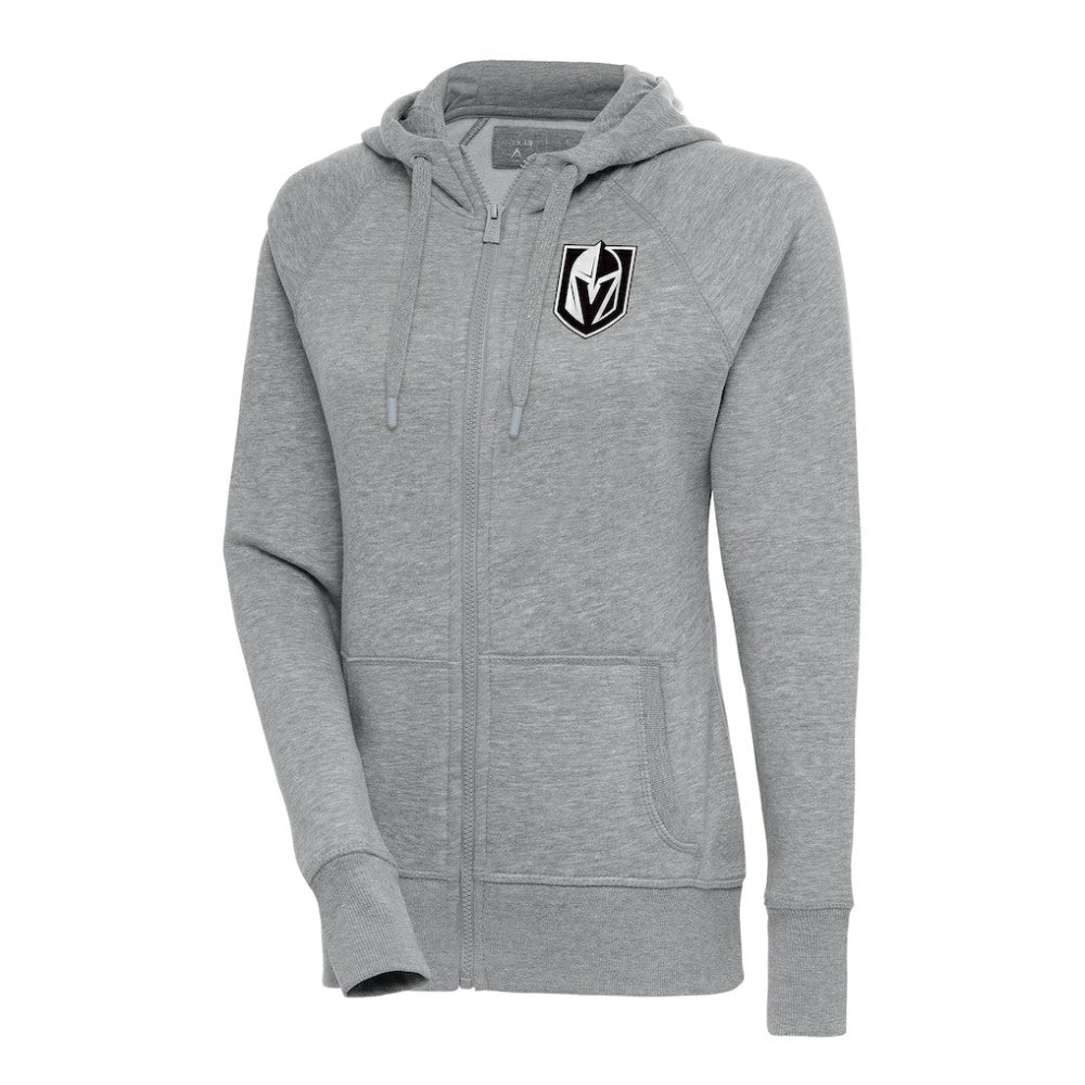 NHL Vegas Golden Knights Antigua Women's Metallic Logo Victory Full-Zip Hoodie