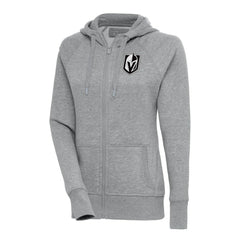 NHL Vegas Golden Knights Antigua Women's Metallic Logo Victory Full-Zip Hoodie