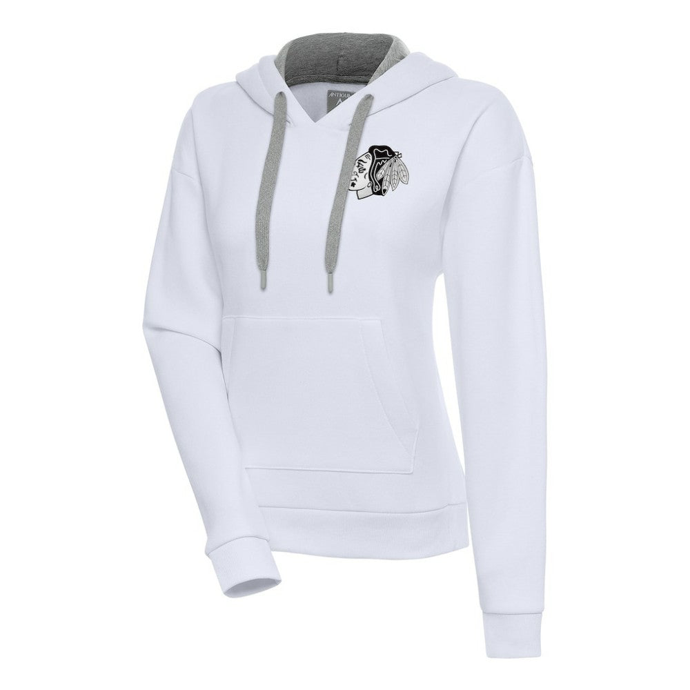 NHL Chicago Blackhawks Antigua Women's Metallic Logo Victory Pullover Hoodie