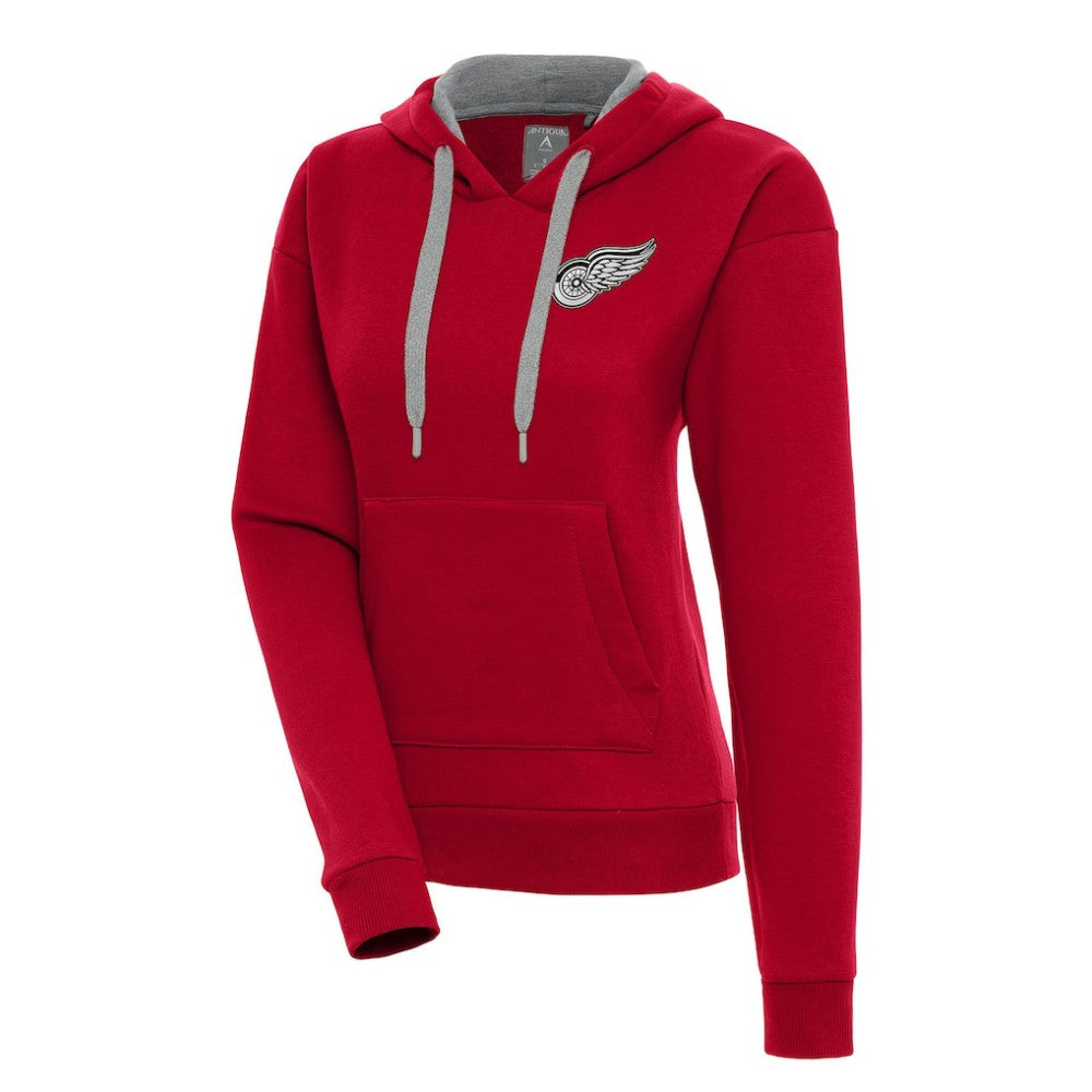 NHL Detroit Red Wings Antigua Women's Metallic Logo Victory Pullover Hoodie