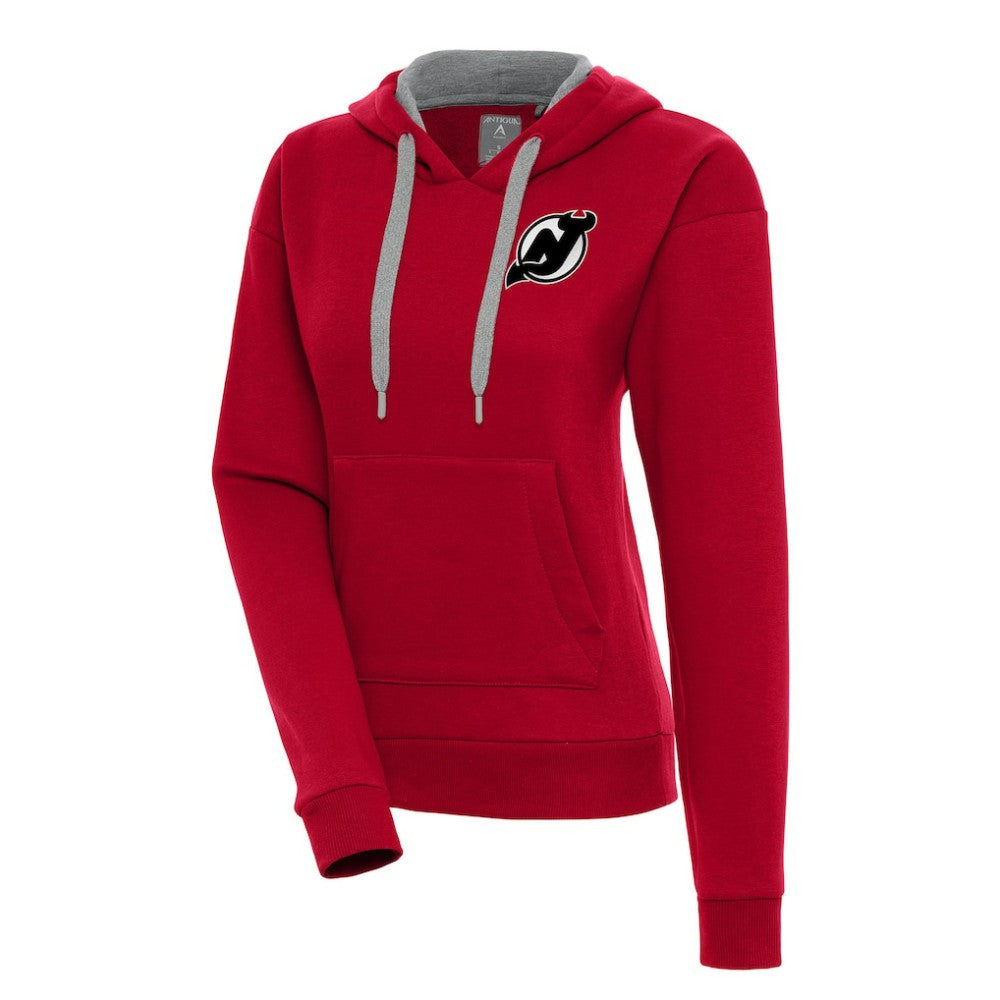 NHL New Jersey Devils Antigua Women's Metallic Logo Victory Pullover Hoodie