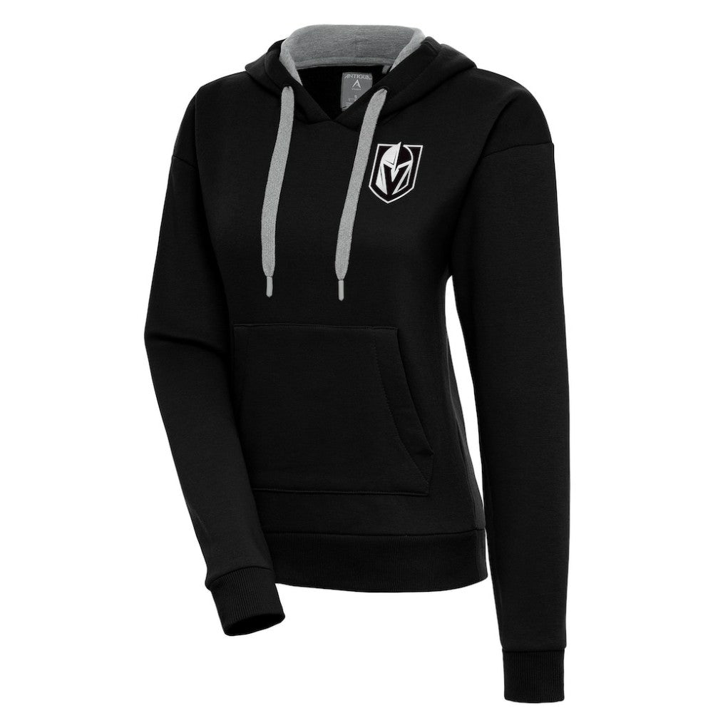 NHL Vegas Golden Knights Antigua Women's Metallic Logo Victory Pullover Hoodie