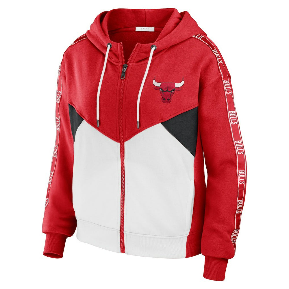 Chicago Bulls WEAR by Erin Andrews Women's Color-Block Full-Zip Hoodie