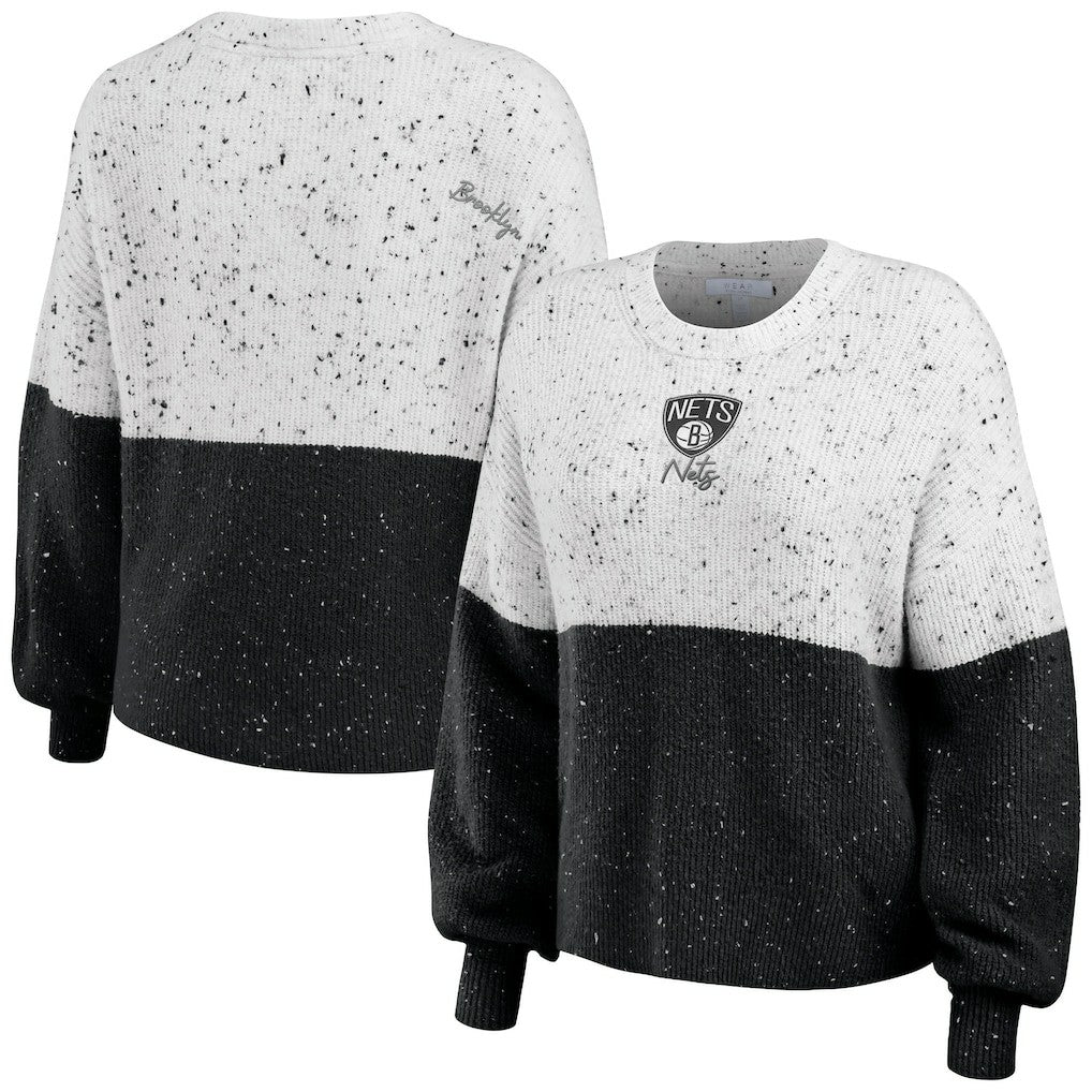 Brooklyn Nets WEAR by Erin Andrews Women's Color-Block Pullover Sweater