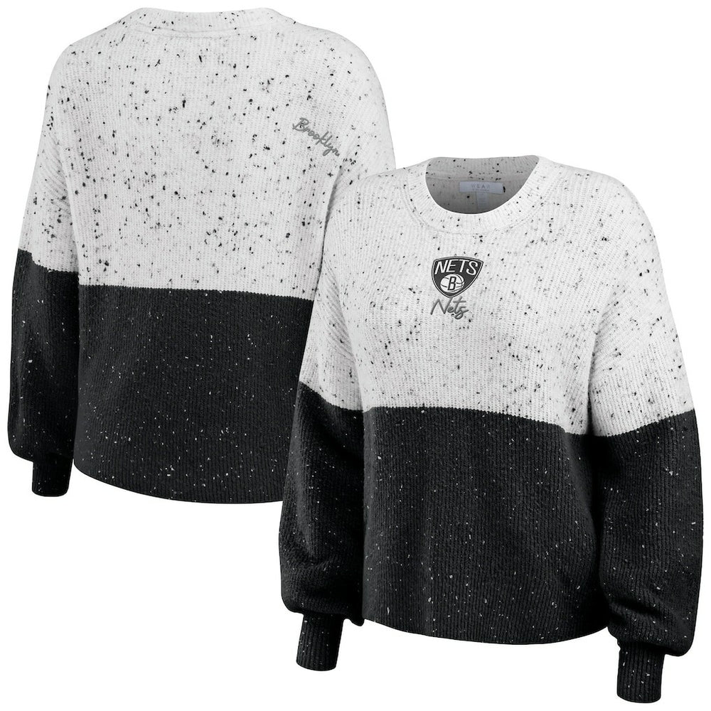 Brooklyn Nets WEAR by Erin Andrews Women's Color-Block Pullover Sweater