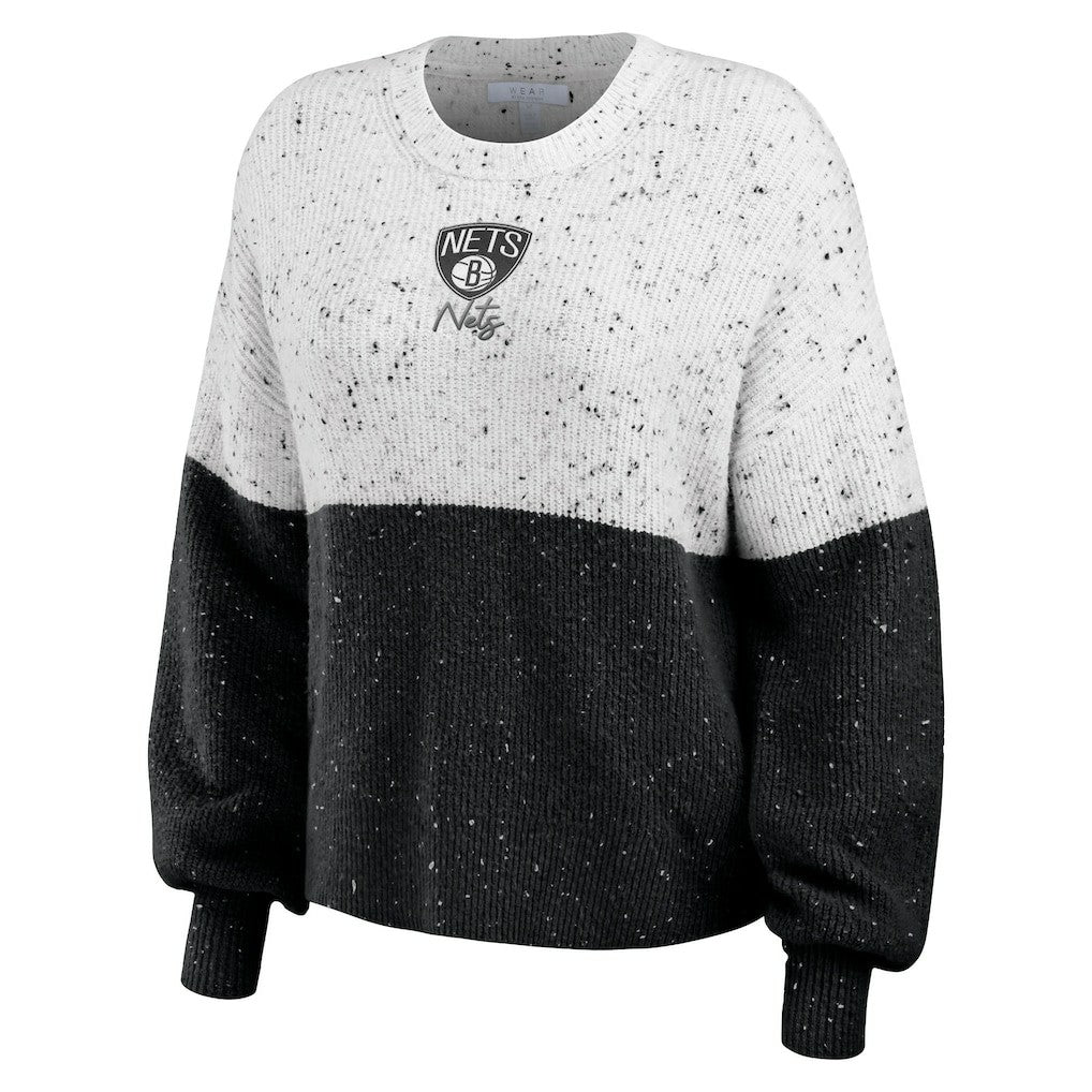 Brooklyn Nets WEAR by Erin Andrews Women's Color-Block Pullover Sweater