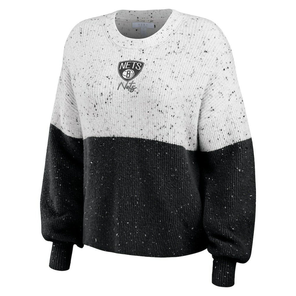 Brooklyn Nets WEAR by Erin Andrews Women's Color-Block Pullover Sweater