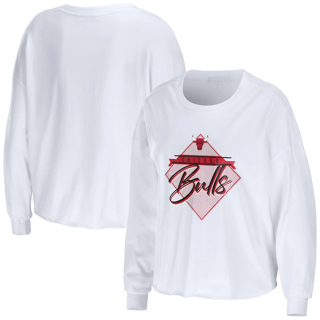 Chicago Bulls WEAR by Erin Andrews Women's Cropped Long Sleeve T-Shirt sale