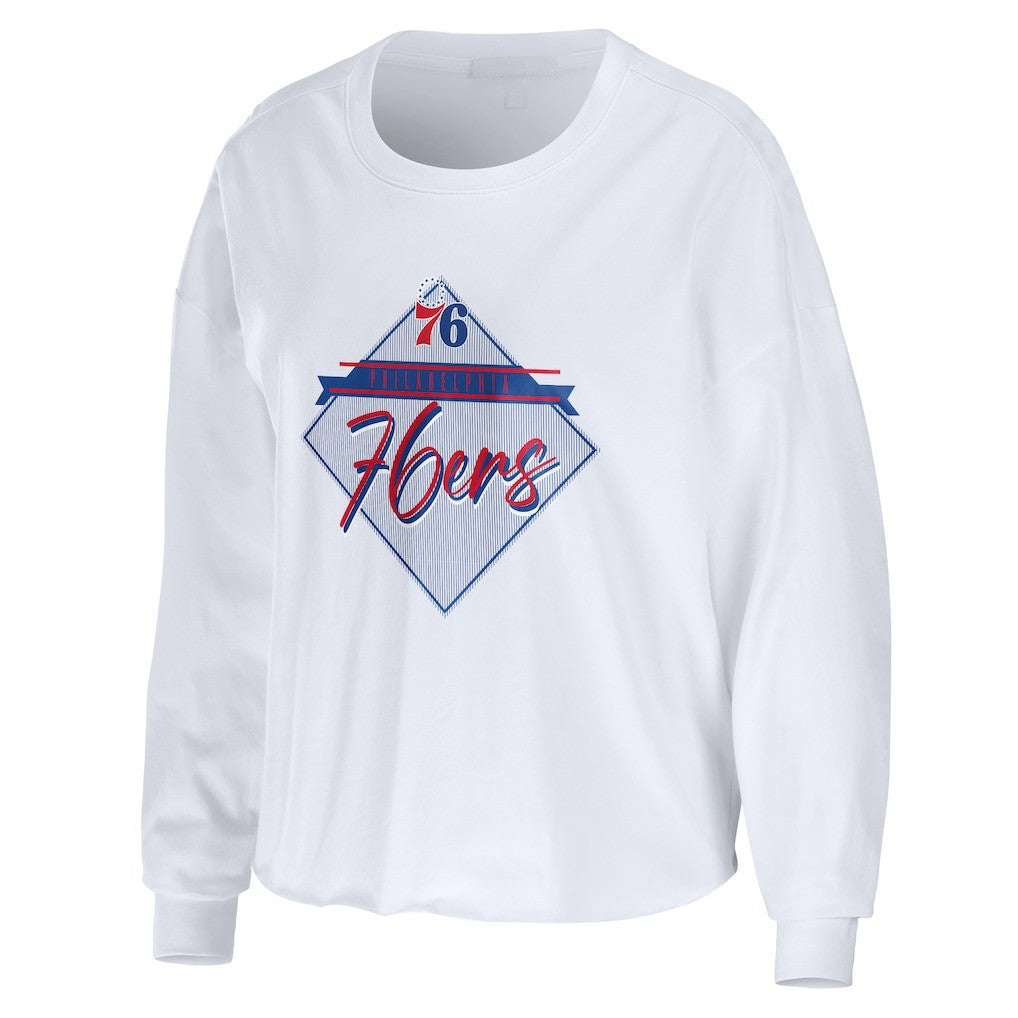 Philadelphia 76ers WEAR by Erin Andrews Women's Cropped Long Sleeve T-Shirt