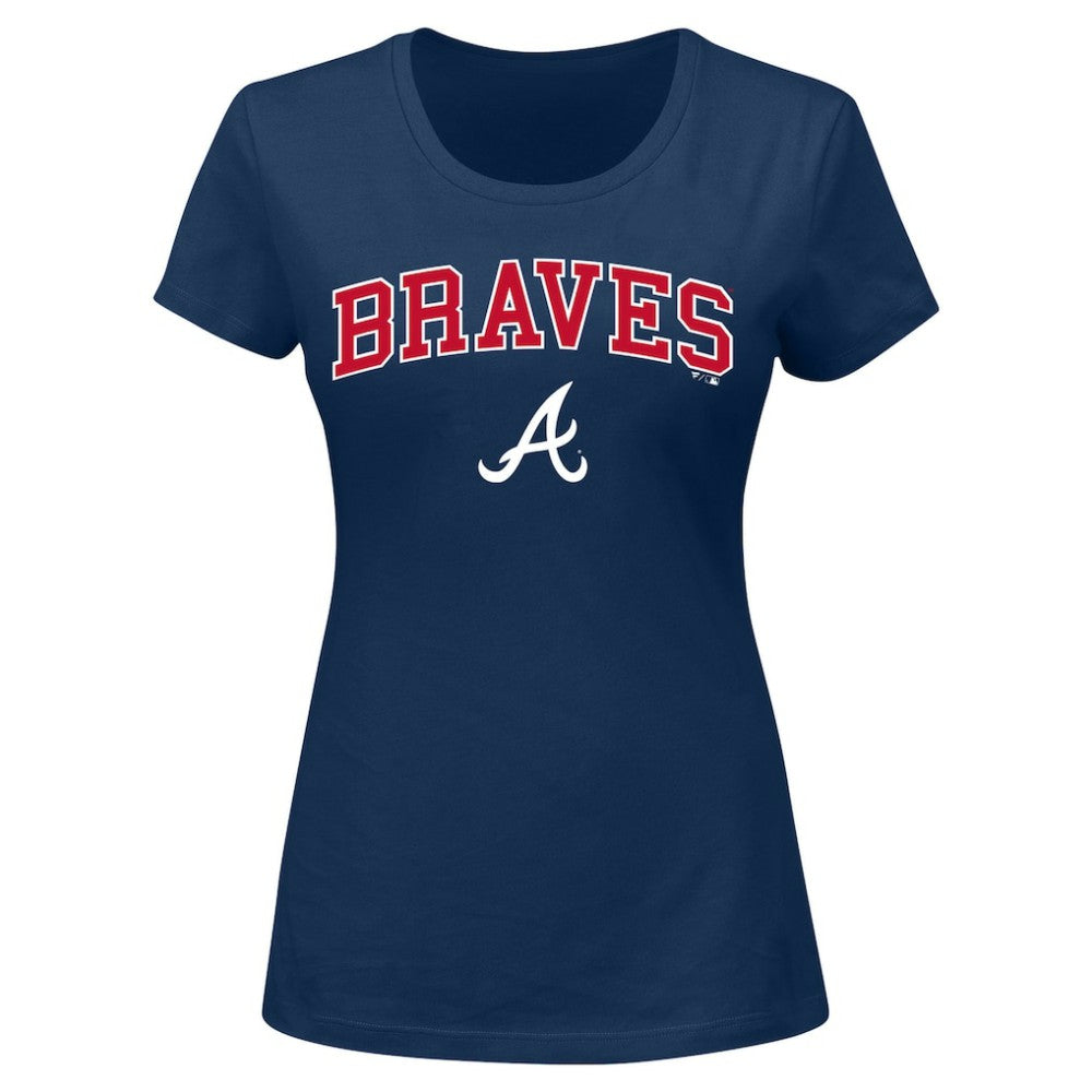 Navy Atlanta Braves Profile Women's Plus Size Arch Logo T-Shirt